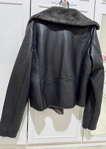 Mango SATILDI Gri Kürklü Deri Biker Ceket