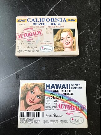 The balm hawaii palet-california driver License