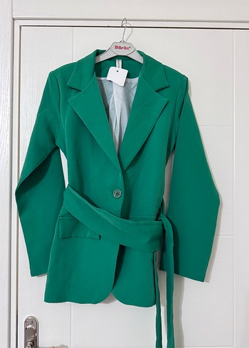 universal Beden Yeşil Kuşaklı Kadın Blazer Ceket