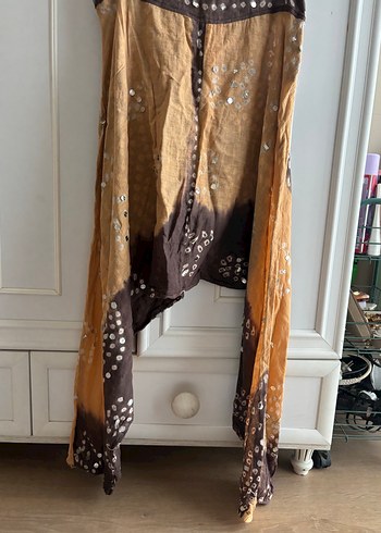 Bohem Tarz Uzun Bağlamalı Kumaş Pantolon - Görsel 3