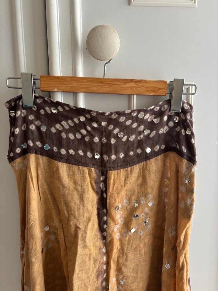 Bohem Tarz Uzun Bağlamalı Kumaş Pantolon - Görsel 2