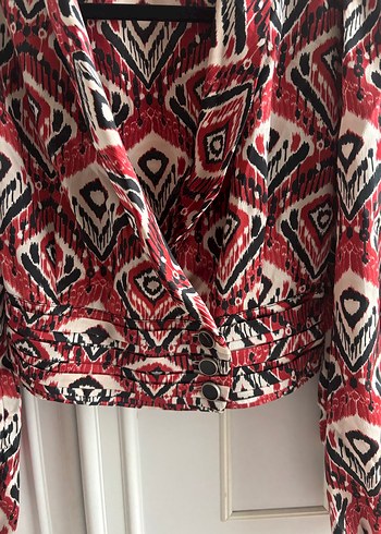 Kırmızı Bohem Kemerli Mini Bluz quzu marka - Görsel 3