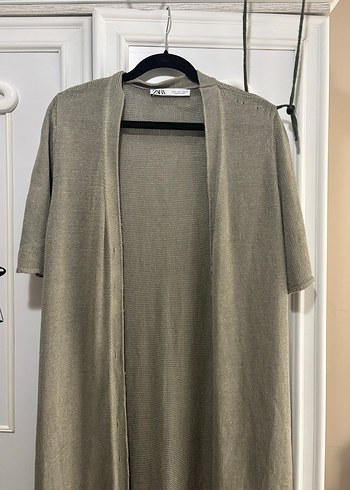 Zara Bej Keten Uzun Salaş Hırka - Görsel 3