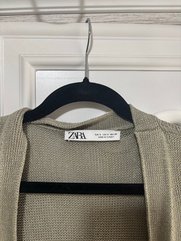 Zara Bej Keten Uzun Salaş Hırka - Görsel 2