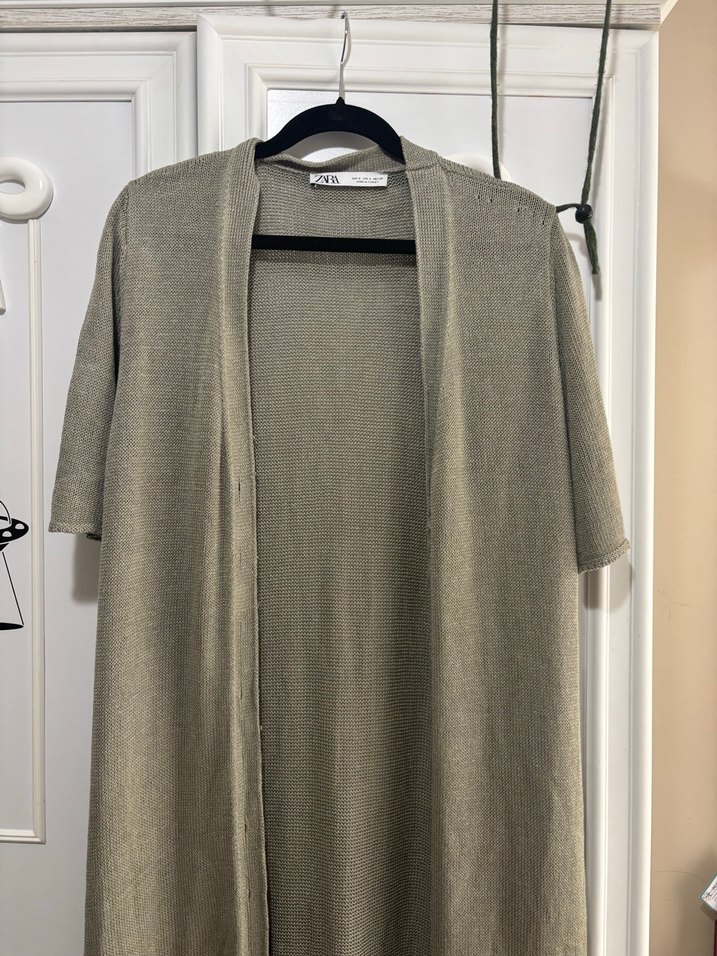 Zara Bej Keten Uzun Salaş Hırka - Görsel 3