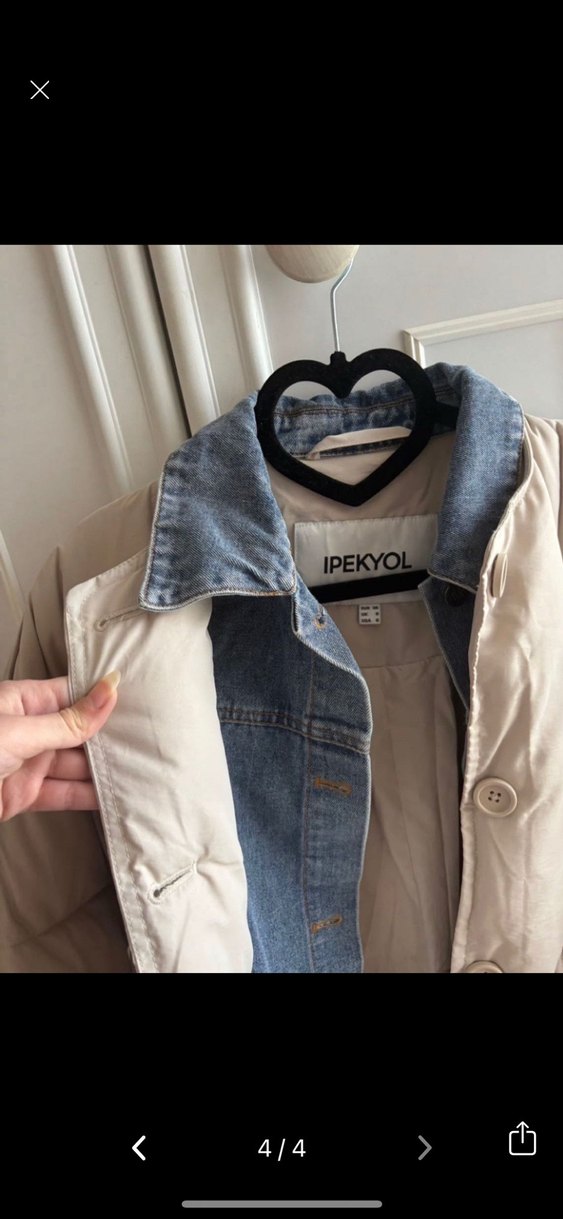 İpekyol orijinal Bej Düğmeli Midi Kadın Kışlık Mont - Görsel 4