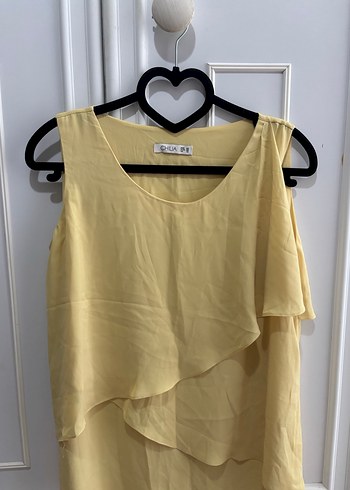 Chilia Sarı Fırfırlı Kolsuz Bluz - Görsel 3