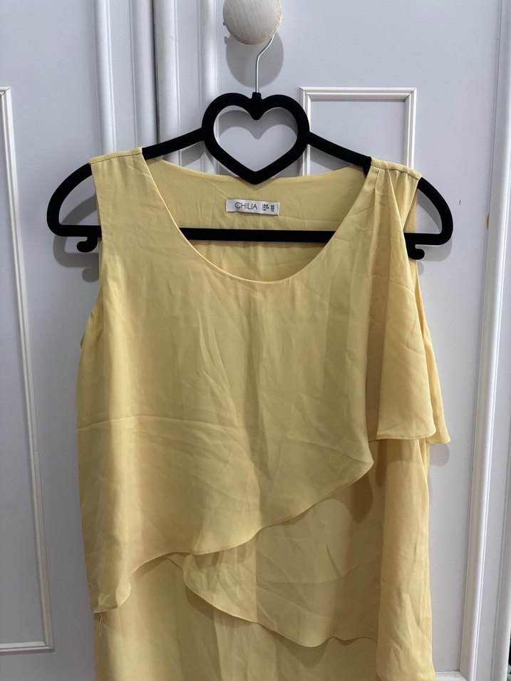 Chilia Sarı Fırfırlı Kolsuz Bluz - Görsel 3