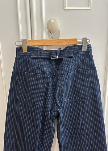 Pull and bear marka Lacivert Çizgili Kadın Denim Pantolon - Görsel 4