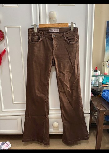 BERSHKA Kahverengi Kadın Süet Normal Paça Pantolon