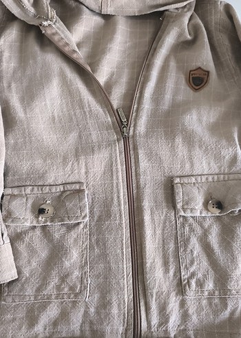 Zara Bej çocuk Keten Ceket Kapüşonlu