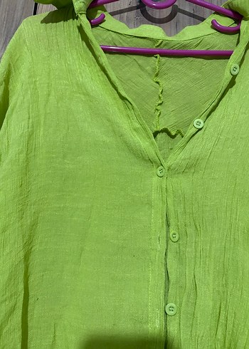 Düğmeli Yeşil  Gömlek - Görsel 2