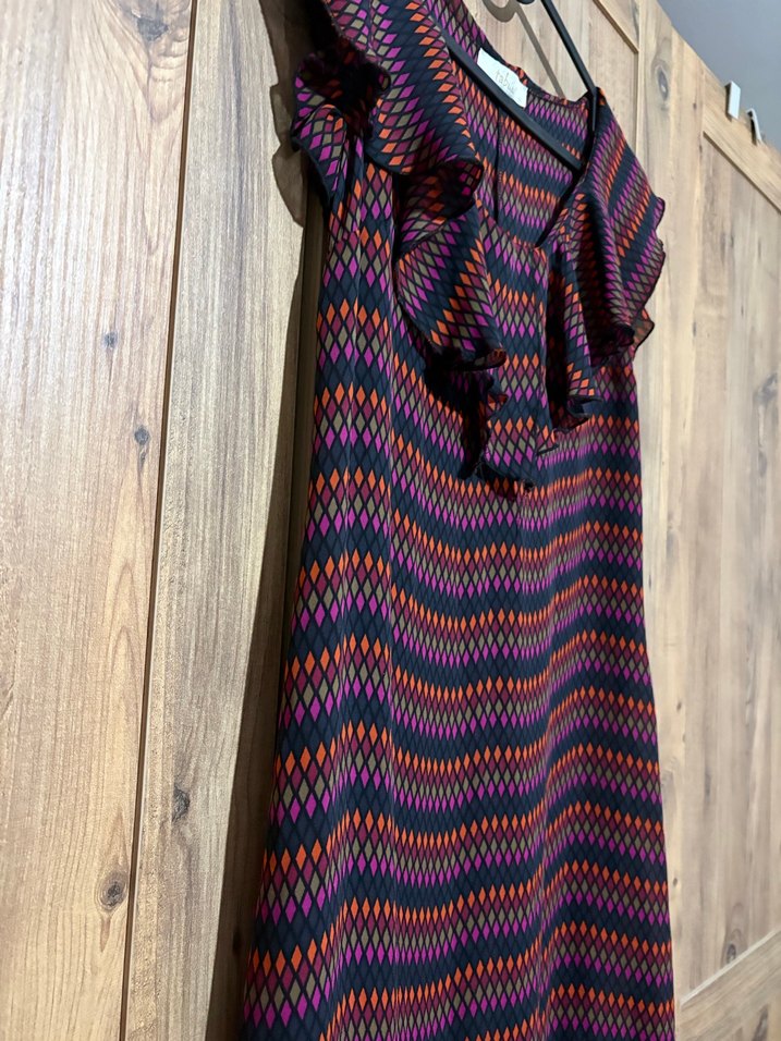 Bohem Renkli şifon elbise - Görsel 3