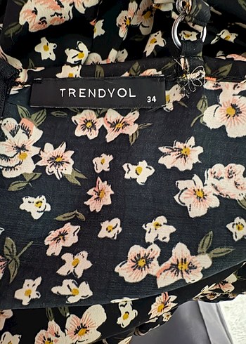 Çiçek Desenli Siyah Askılı  Elbise - Görsel 7