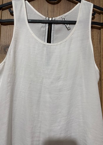 Beyaz Kolsuz Keten Basic Bluz - Görsel 2