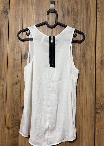 Beyaz Kolsuz Keten Basic Bluz - Görsel 3