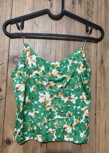 Yeşil Çiçekli Askılı crop Kadın Atlet - Görsel 3