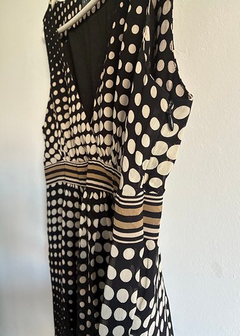 V Yaka Puantiyeli Hamile Midi Elbise - Görsel 2