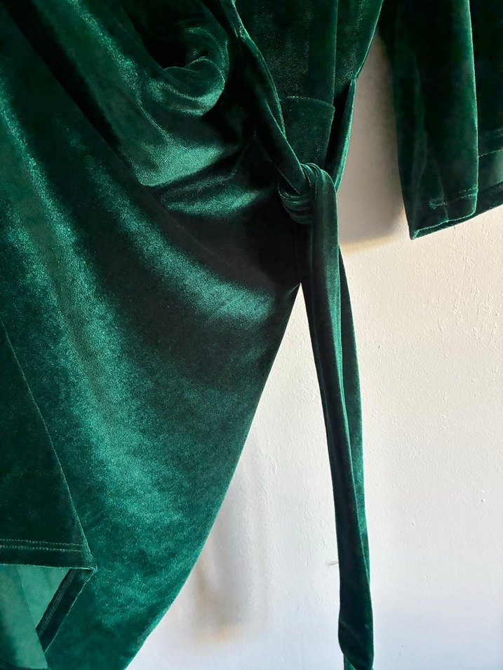 Bohem Midi Kadın Yeşil Kuşaklı Elbise - Görsel 2