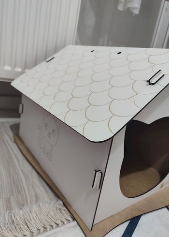 Arevmarket's Kedi Evi Beyaz ve Gri - Görsel 3