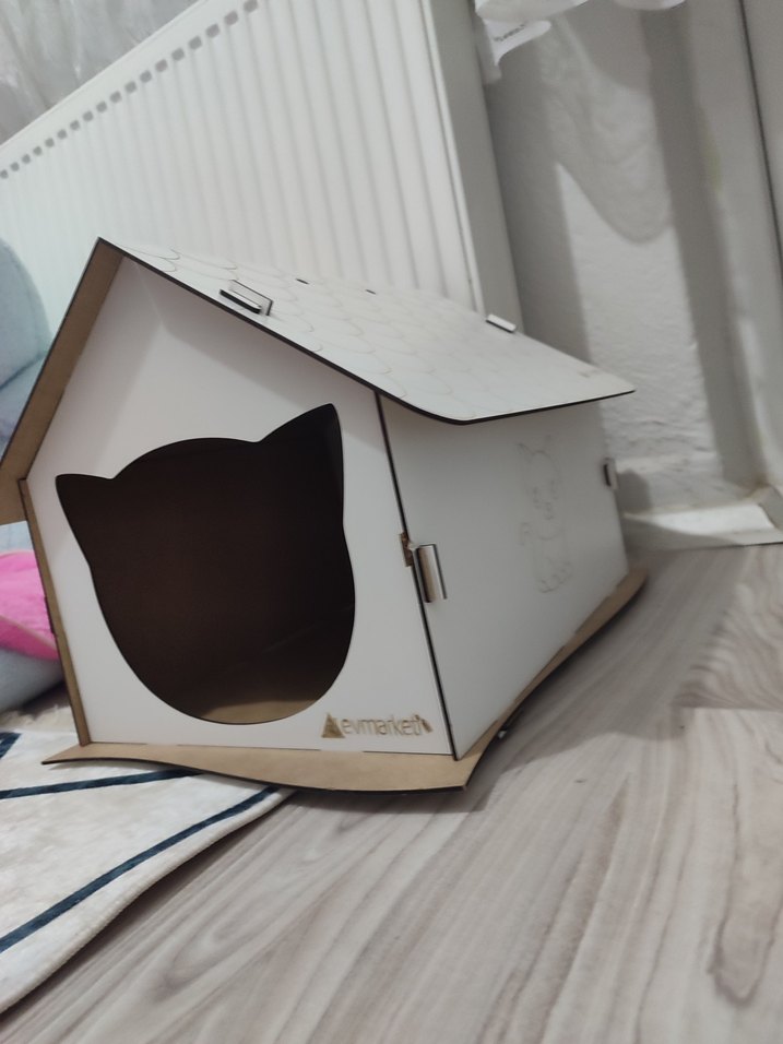 Arevmarket's Kedi Evi Beyaz ve Gri - Görsel 2