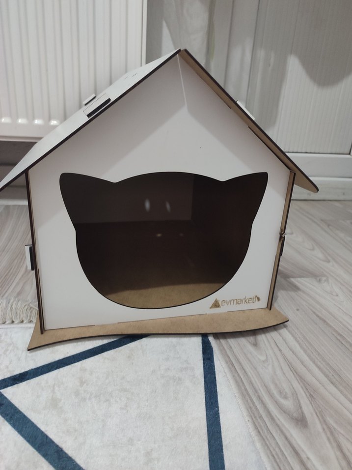 Arevmarket's Kedi Evi Beyaz ve Gri - Görsel 4