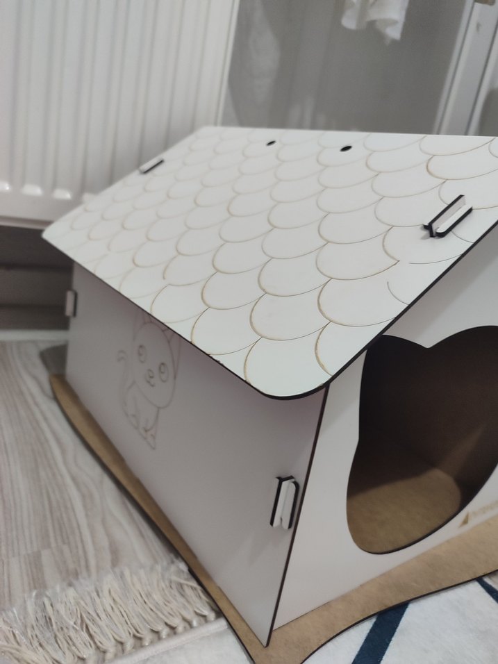 Arevmarket's Kedi Evi Beyaz ve Gri - Görsel 3