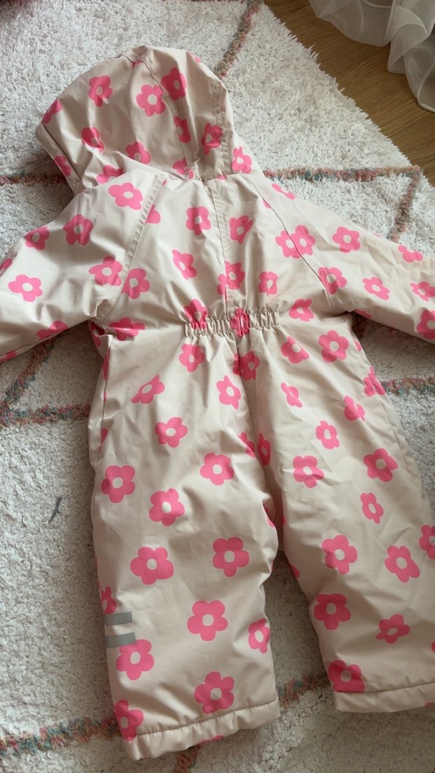 Kürklü Kapüşonlu Pembe Desenli Bebek Tulumu - Görsel 4