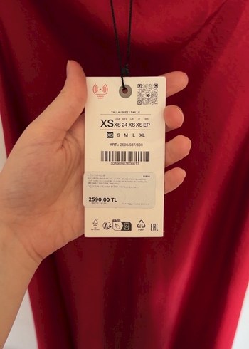 Kırmızı Uzun V Yaka Drapeli Elbise Zara - Görsel 3