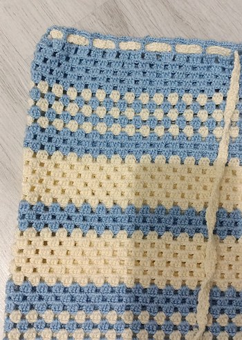 Penti Pastel mavi ve krem el örgüsü pareo