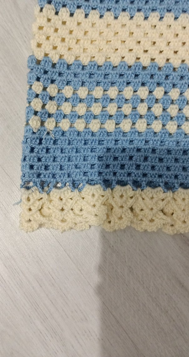 Pastel mavi ve krem el örgüsü pareo - Görsel 3