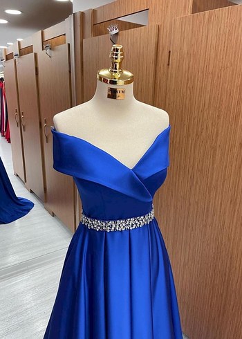 Mavi saten abiye - Görsel 2