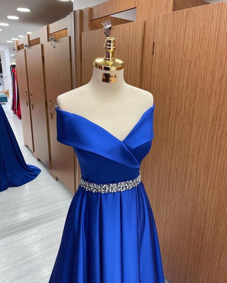 Mavi saten abiye - Görsel 2