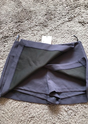 Zara Gri Kadın Mini Etek Fermuarlı