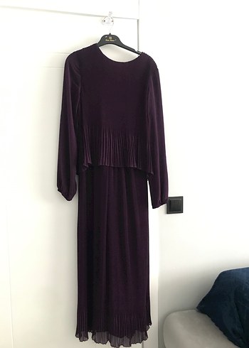 Mor Piliseli Uzun Kadın Elbise - Görsel 2