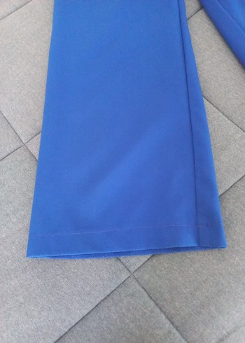 38 Beden mavi Renk Kadın Mavi Bol Kesim Midi Kumaş Pantolon