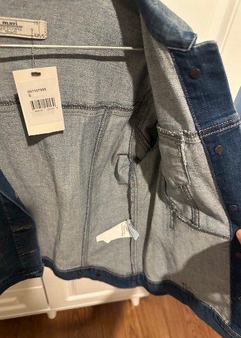 Düğmeli Mavi Kadın Denim Ceket - Görsel 4