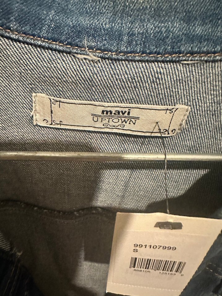 Düğmeli Mavi Kadın Denim Ceket - Görsel 2