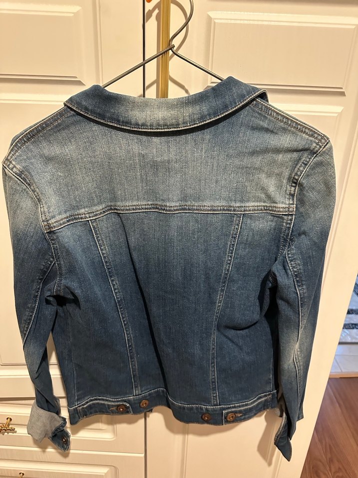 Düğmeli Mavi Kadın Denim Ceket - Görsel 3