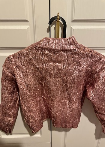 Zara Pembe varaklı Triko Kazak - Görsel 4