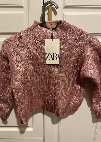 Zara Pembe varaklı Triko Kazak - Görsel 2