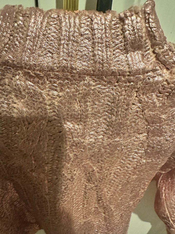 Zara Pembe varaklı Triko Kazak - Görsel 5