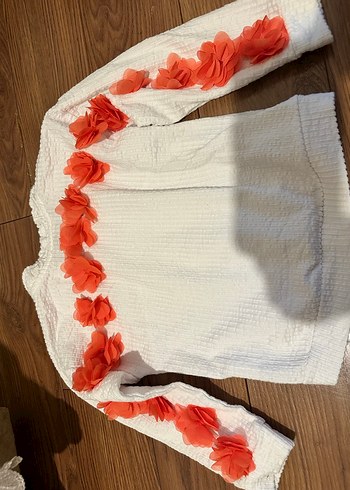 Beyaz Nakışlı Kız Çocuk takım - Görsel 5