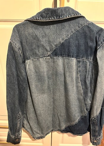 Düğmeli Gri Mavi Kadın Denim Ceket - Görsel 3