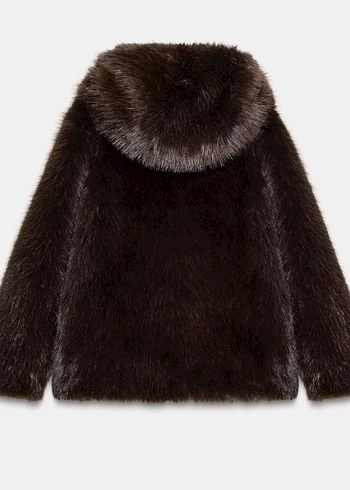 Zara Kahverengi Kürk Detaylı Midi Kadın Mont - Görsel 3