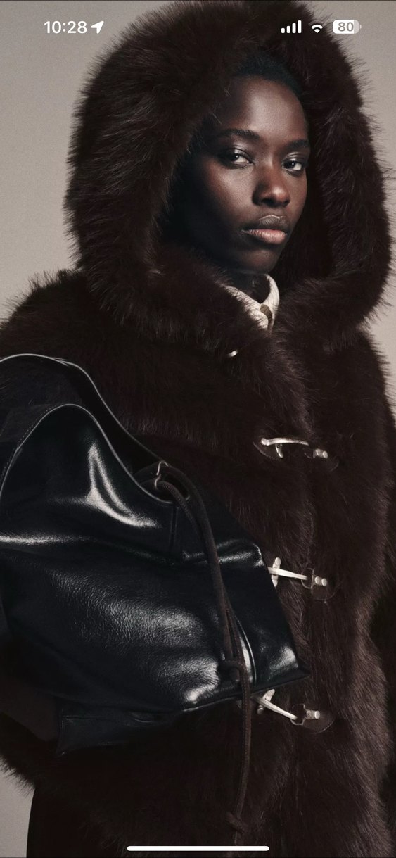 Zara Kahverengi Kürk Detaylı Midi Kadın Mont - Görsel 4