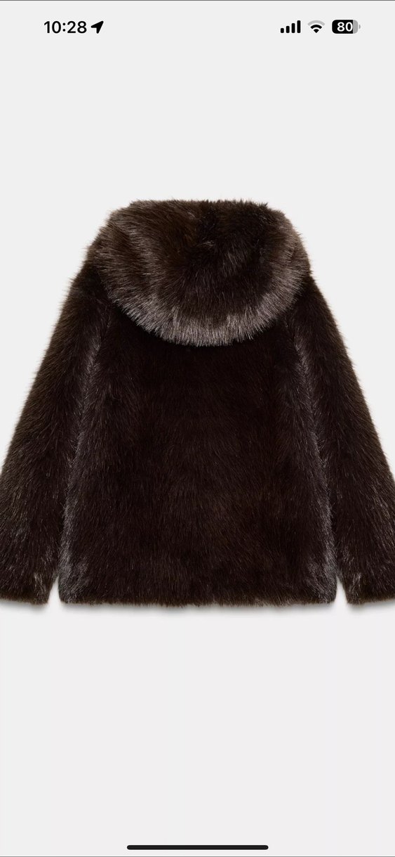 Zara Kahverengi Kürk Detaylı Midi Kadın Mont - Görsel 3