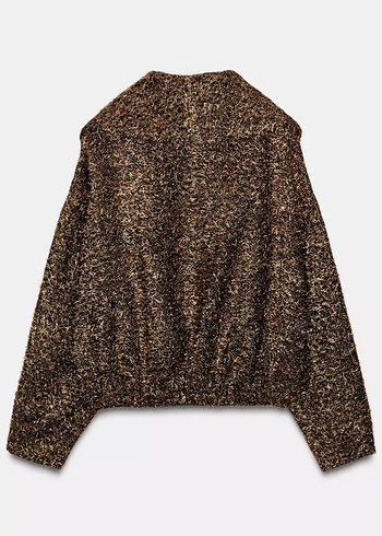 Zara Parlak Altın Kürklü Bomber Ceket - Görsel 9