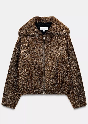 Zara Parlak Altın Kürklü Bomber Ceket - Görsel 8