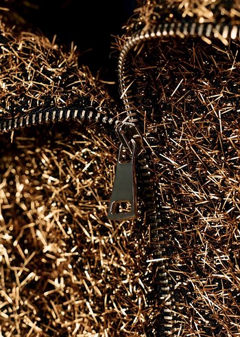 Zara Parlak Altın Kürklü Bomber Ceket - Görsel 10